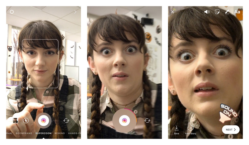 Illustration : Instagram lance une nouvelle fonctionnalité drôle et décalée : le Superzoom