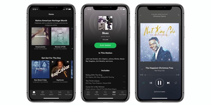 Illustration : Spotify agrandit ses interfaces pour l'iPhone X