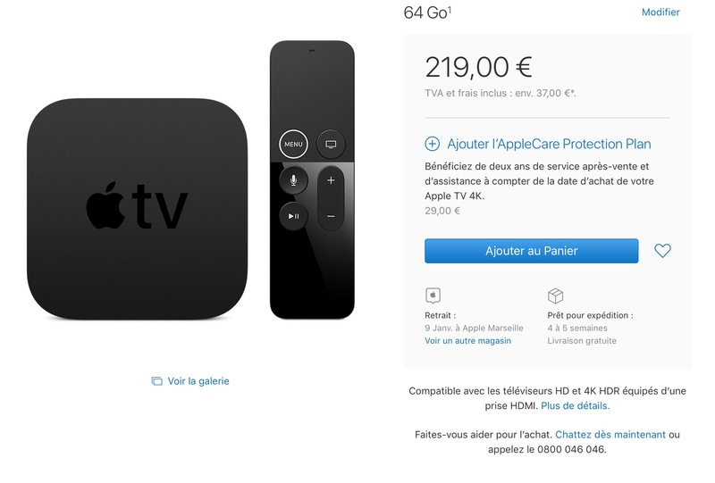 Illustration : Des délais en hausse pour l'Apple TV 4K 64Go