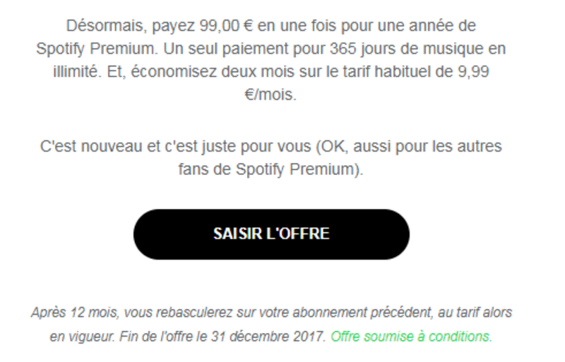 Illustration : Bon plan : le forfait Spotify Premium à 99€ pendant un an