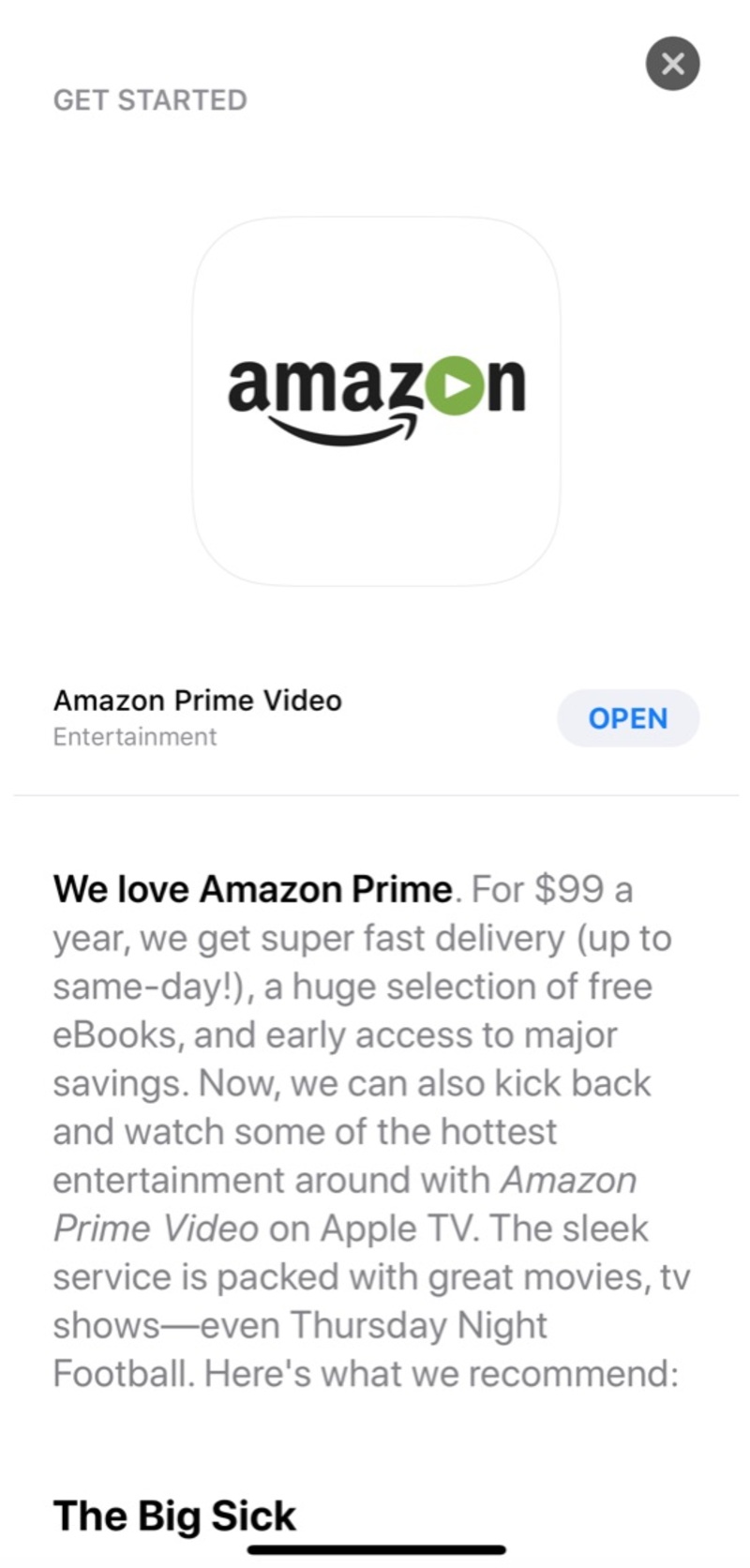 Illustration : Faux départ pour l'application Amazon Prime Video sur Apple TV