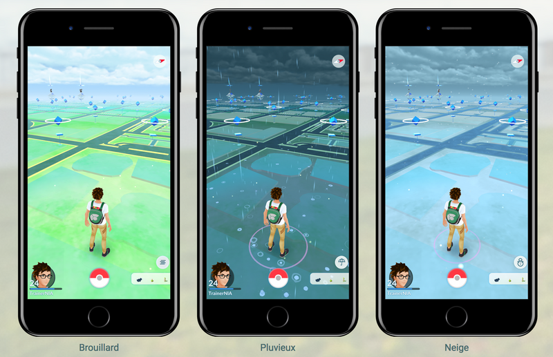 Illustration : Pokémon GO se met à la météo et montre le temps qu'il fait (si si !)