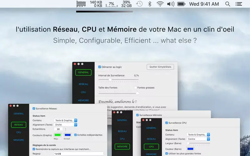 Nouvelle version de SimpleStats, pour avoir un oeil sur les ressources de votre Mac