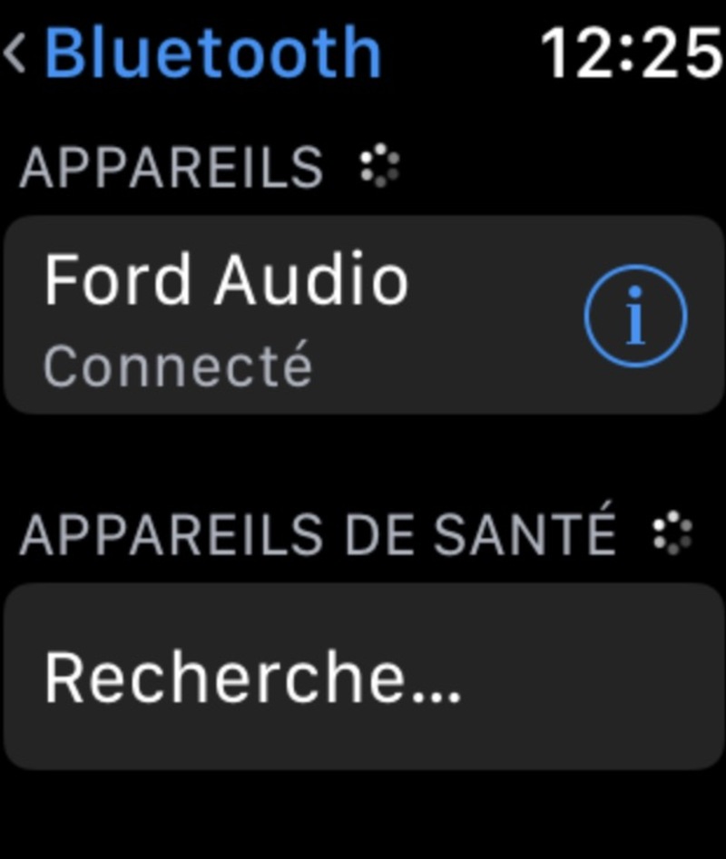Illustration : Apple Watch 4G : connexion Bluetooth réussie dans une Ford Mondeo (après watchOS 4.2)