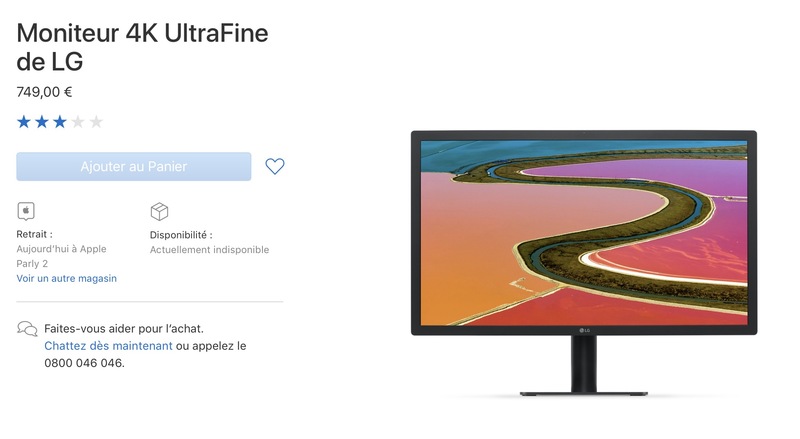 Illustration : Le moniteur 4K UltraFine de LG indisponible sur l'Apple Store en ligne