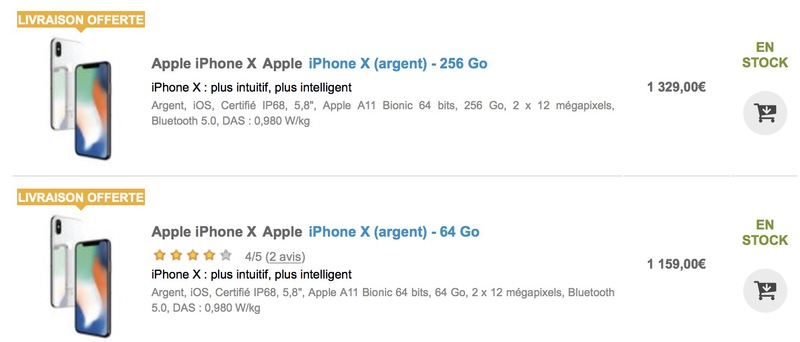 Illustration : Bon plan : des iPhone X en stock dans toutes les capacités/coloris (et livraison gratuite)