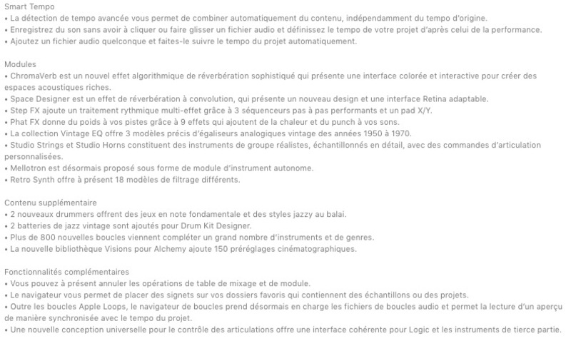 Illustration : Mise à jour de Logic Pro en version 10.4, Smart Tempo et contenu additionnel
