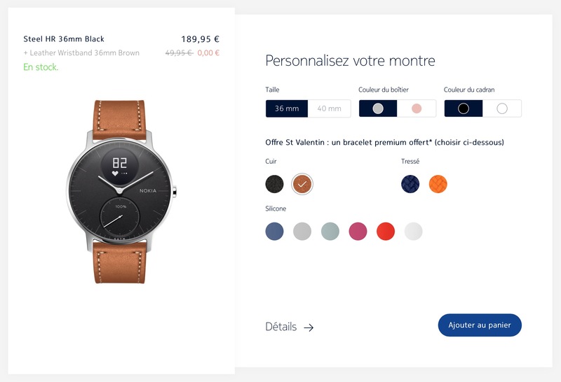 Illustration : Pour la Saint Valentin, Nokia ajoute gratuitement un bracelet en cuir à ses montres Steel HR