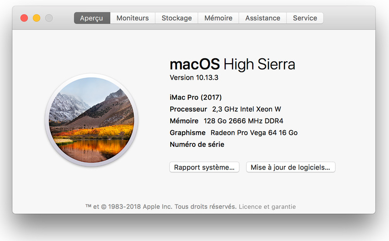 Illustration : Nos premiers benchs de l'iMac Pro toutes options (18 coeurs/4To/128Go/Vega 64)