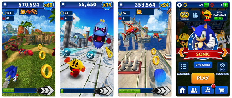 Illustration : Sonic s'invite dans l'univers de PAC-MAN, et réciproquement
