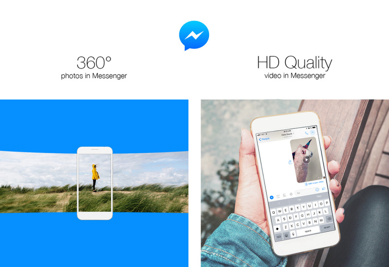 Illustration : Facebook Messenger permet désormais le partage des photos à 360° et des vidéos HD
