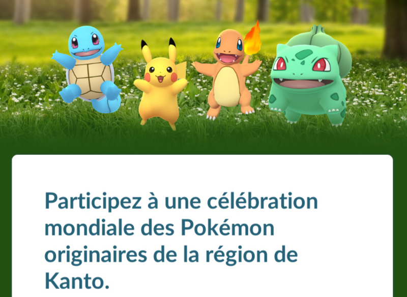 Illustration : Pokemon Go : lancement d'un nouvel évènement dédié aux "Pokémon de première génération"
