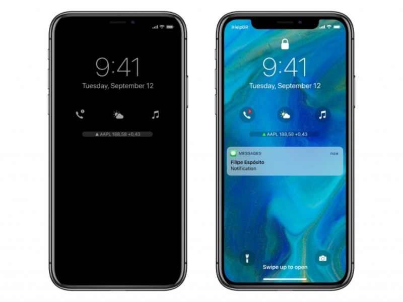 Illustration : Un concept pour iOS 12 avec un mode "always-on" et des complications sur l'écran verrouillé