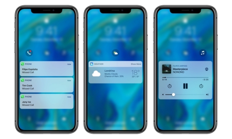 Illustration : Un concept pour iOS 12 avec un mode "always-on" et des complications sur l'écran verrouillé