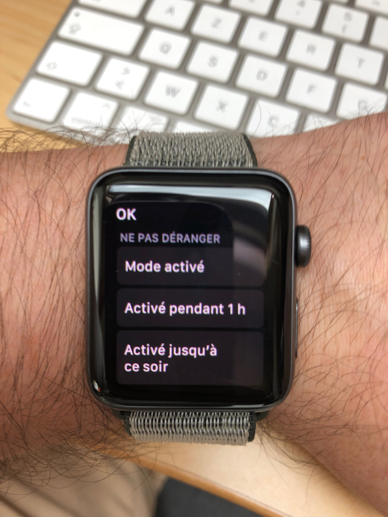 Illustration : watchOS 5 permet de choisir son réseau Wifi et la durée du mode "Ne pas déranger"