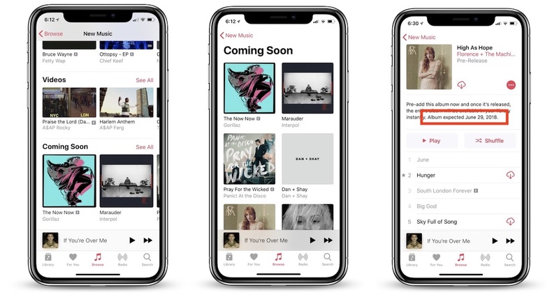 Illustration : Apple Music affiche les prochaines sorties et réorganise les pages des artistes