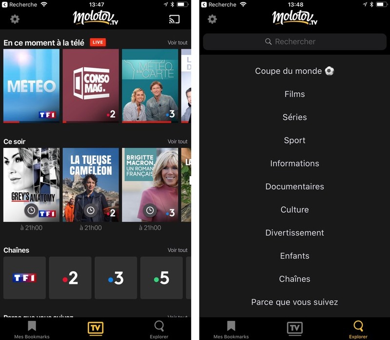 Illustration : Molotov passe la troisième et simplifie ses interfaces