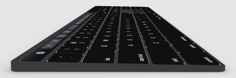Illustration : Concept : un clavier sans fil avec Touch Bar, Touch ID et touches rétroéclairées pour le Mac