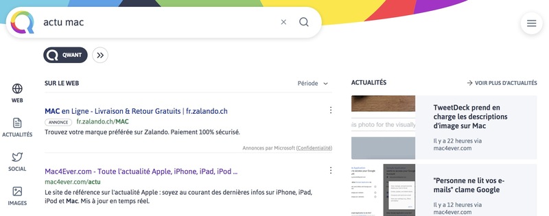 Illustration : Le moteur de recherche européen Qwant présente sa nouvelle interface