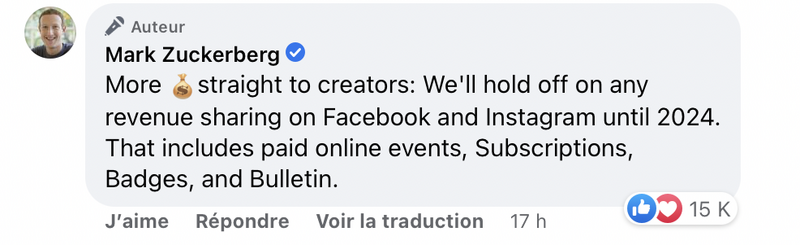 Meta prolonge son mécanisme d'aides financières pour les créateurs de contenus !