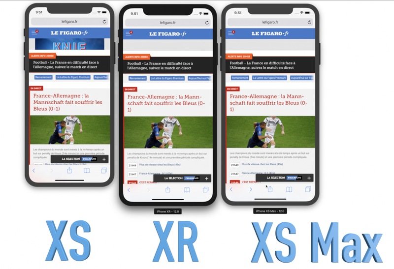 Illustration : L'iPhone XR affiche les sites et les apps comme un iPhone XS Max