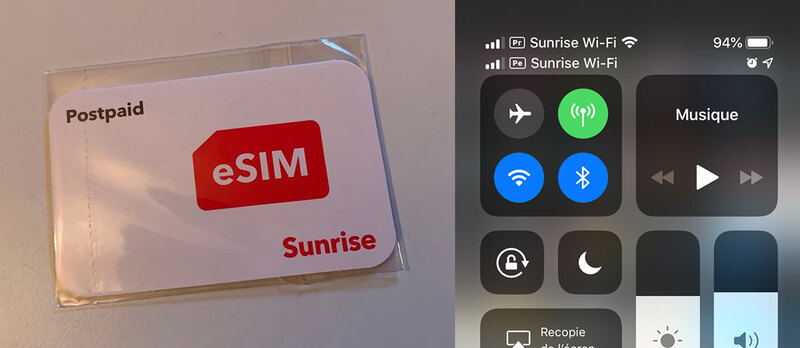 Illustration : eSIM / Double SIM sur iPhone XR/XS : en Suisse, Sunrise active l'option chez ses clients (photos)