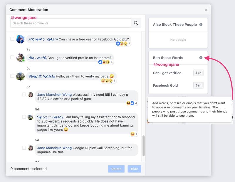 Illustration : Facebook travaille sur un filtre des messages / émojis indésirables sur les murs
