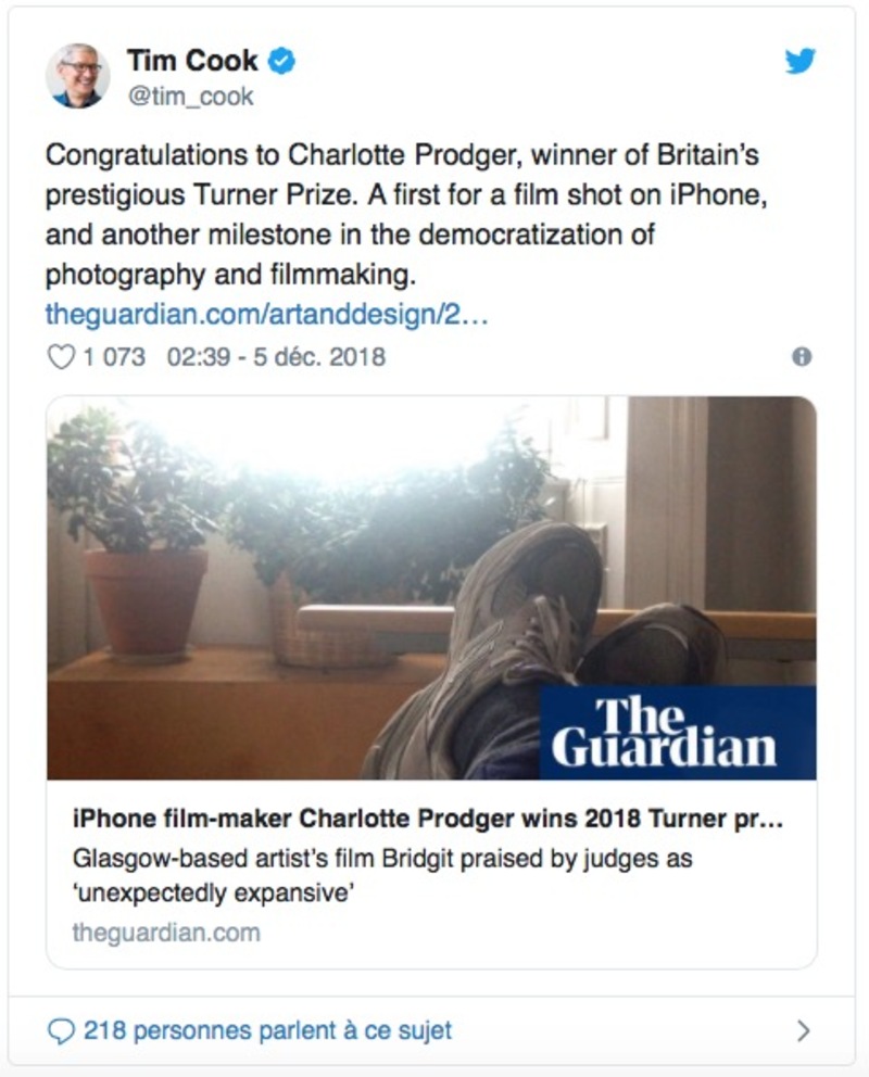 Illustration : Un film entièrement tourné avec un iPhone récompensé par la prix Turner