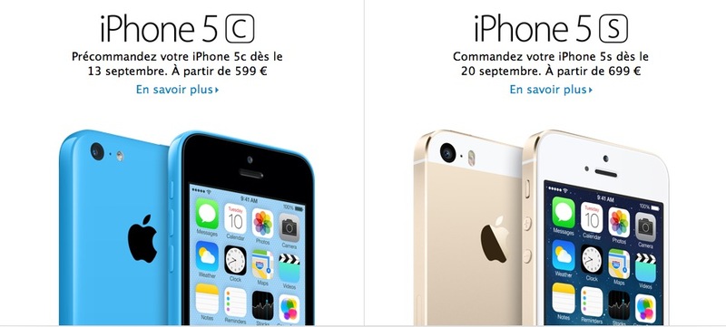 iPhone 5S : 699 €, iPhone 5C : 599 €, ouille