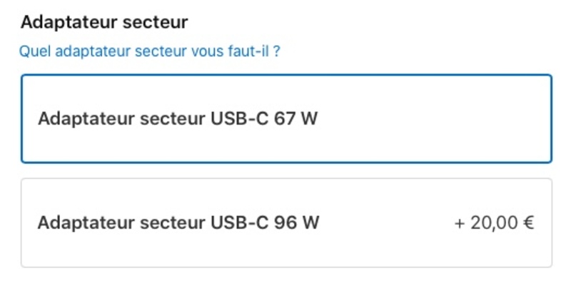Illustration : MacBook Pro 14" : pas de charge rapide avec l'adaptateur secteur 67W