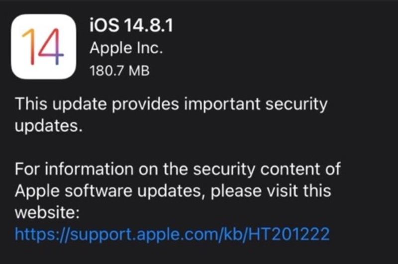 Illustration : Apple déploie iOS et iPadOS 14.8.1 avec des correctifs de sécurité
