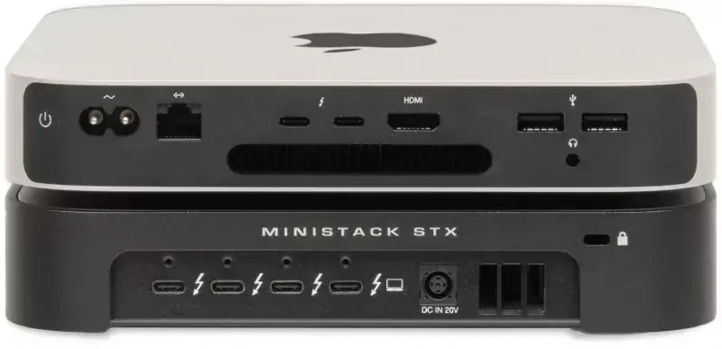 Un dock Thunderbolt 4, embarquant un port SATA et un M.2 NVMe, conçu pour le Mac mini chez OWC