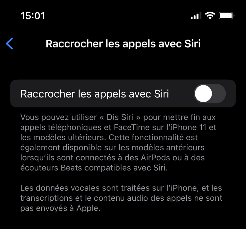 Comment raccrocher un appel téléphonique ou FaceTime avec Siri sous iOS 16