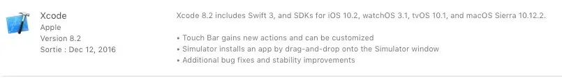 Xcode 8.2 prend en charge la Touch Bar et permet le glisser-déposer dans le Simulateur