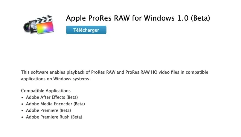 Le ProRes RAW débarque sur les App Adobe sur Windows