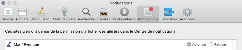 Les notifications web de Safari débarquent sur Mac4Ever !