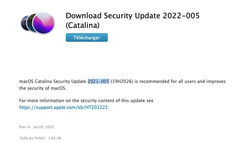 Apple déploie une mise à jour de sécurité pour Big Sur et Catalina