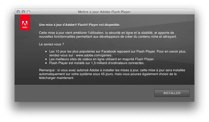 Adobe sort une mise à jour critique de Flash Player