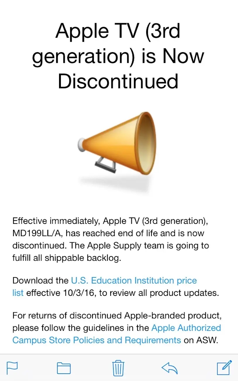 Apple confirme l'arrêt de l'Apple TV 3