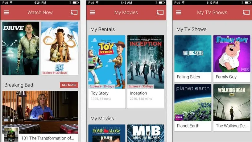 Google Play Films et TV, une alternative à iTunes chez Google, pour iOS