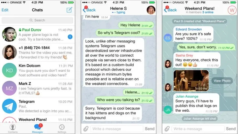 Les captures écrans hilarantes de Telegram Messenger iOS