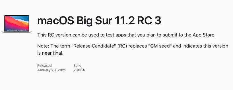 Une troisième Release Candidate pour macOS Big Sur 11.2