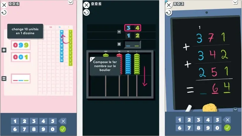 iOS : apprendre à soustraire et additionner en manipulant les nombres ?