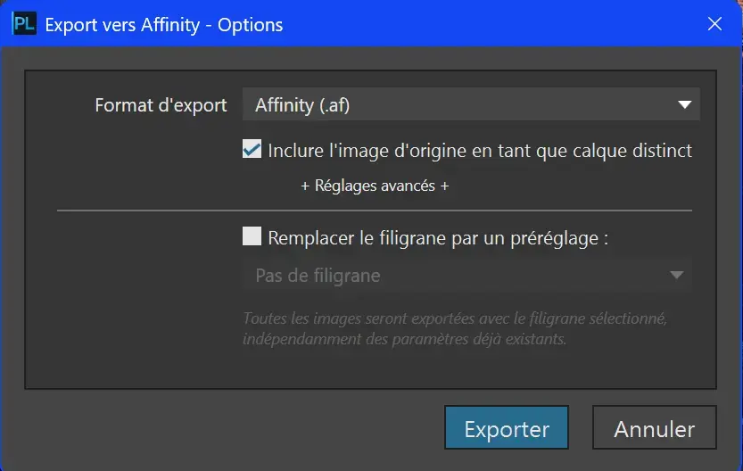 DxO PhotoLab 10.1 s&rsquo;int&egrave;gre directement &agrave; Affinity