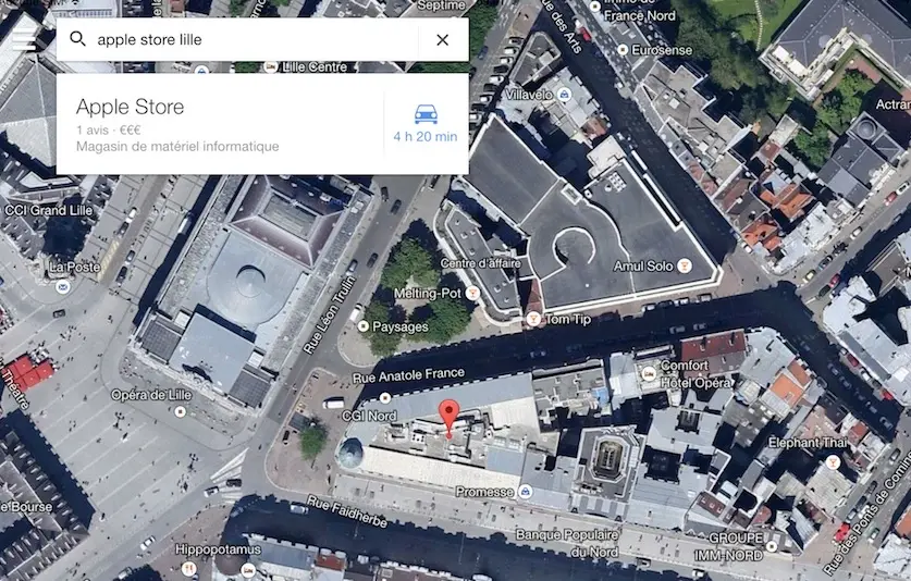 L'Apple Store de Lille déjà sur Google Maps