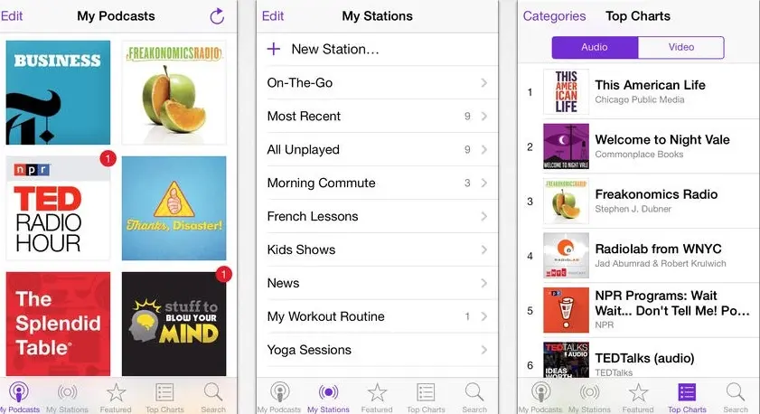 Localiser mon iPhone et Podcasts à jour pour iOS 7