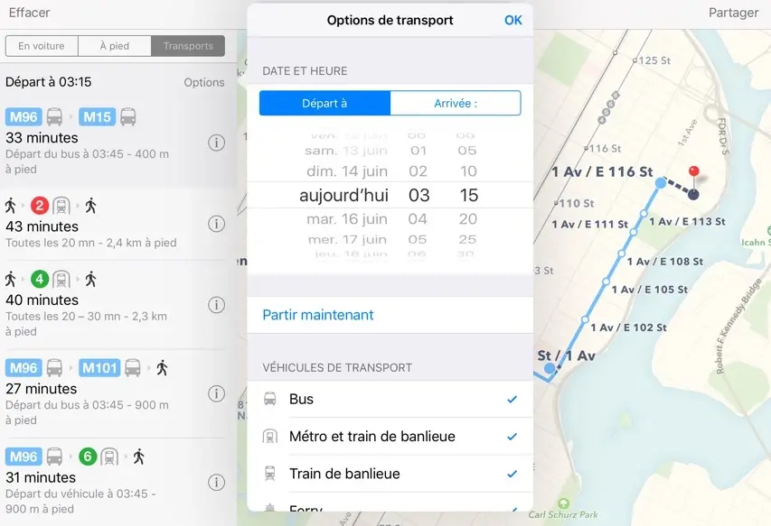 Plans sur iOS 9 : les transports sont (presque) de retour et les suggestions sont plus intelligentes