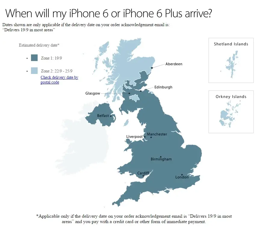 Quand Apple affiche les zones reculées, dans lesquelles l'iPhone 6 arrivera "plus tard"