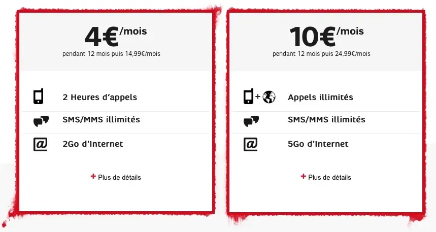 SFR casse les prix : 4€/mois pour 2Go de data et 10€/mois pour 5Go, appels illimités