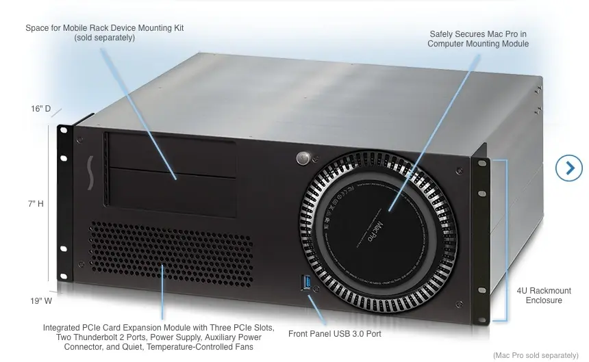 Sonnet raque un Mac Pro dans un boitier-serveur, avec un châssis PCIe & TB2 intégré